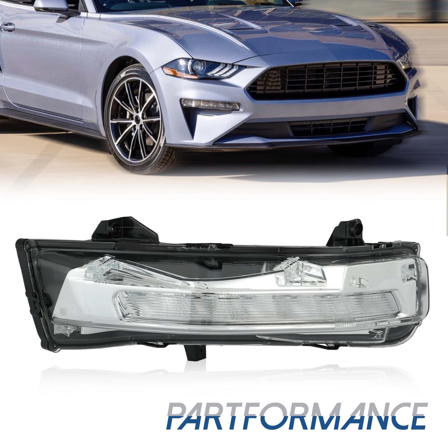 for for Mustang 2018 - 2023 Passenger Side LED Fog Light Front Bumper Clear Light - v