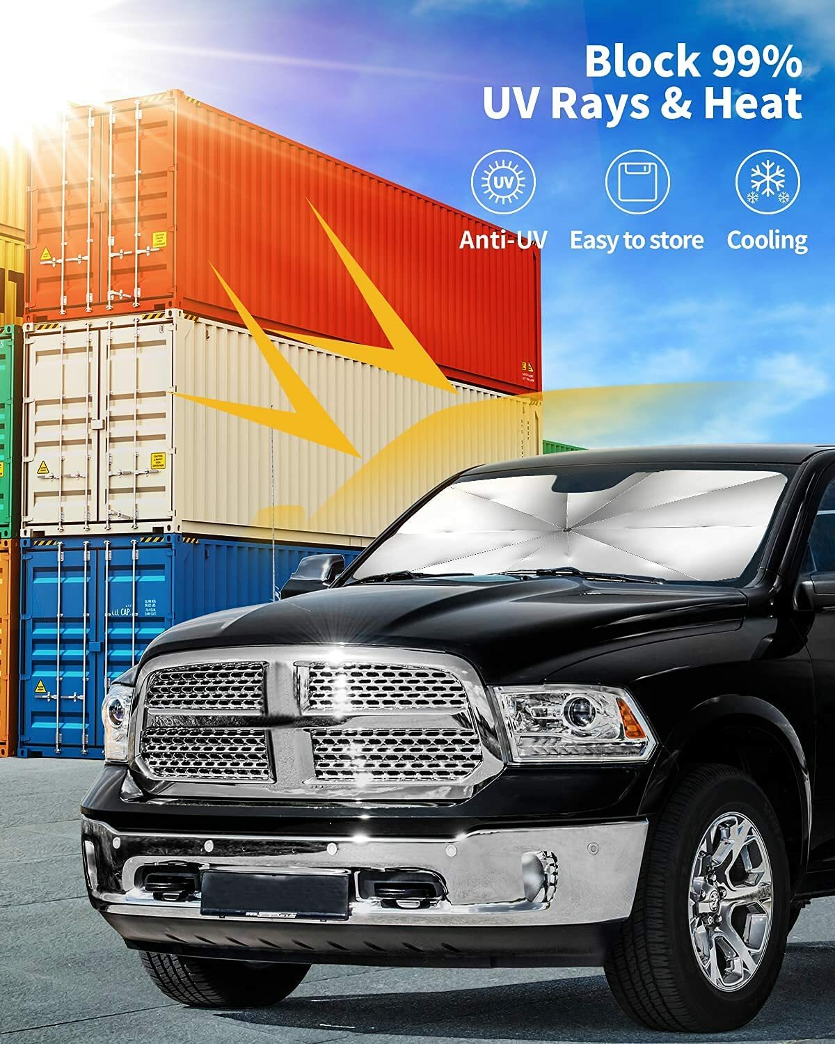 Foldable windshield sunshade cover for 2008-2023 for Buick Enclave SUVs. n