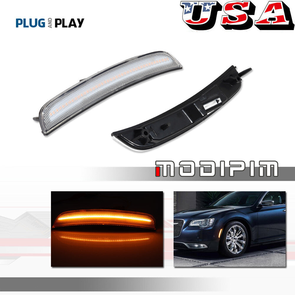 Transparent lens with LED front marker light suitable for 2015-2023 for Chrysler 300 300C- v