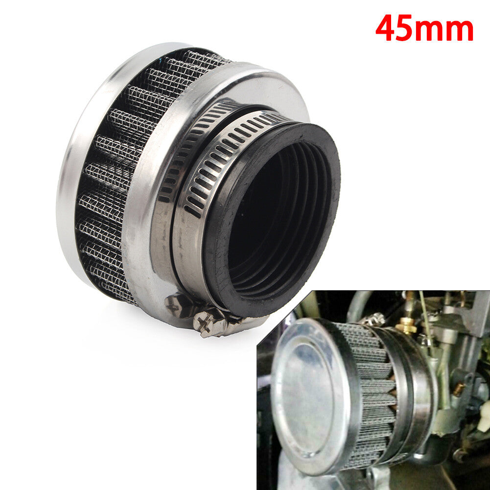 Stainless Steel 45mm Air Intake Filter Cleaner w/ Clamp Fit Motorcycle Scooter Q