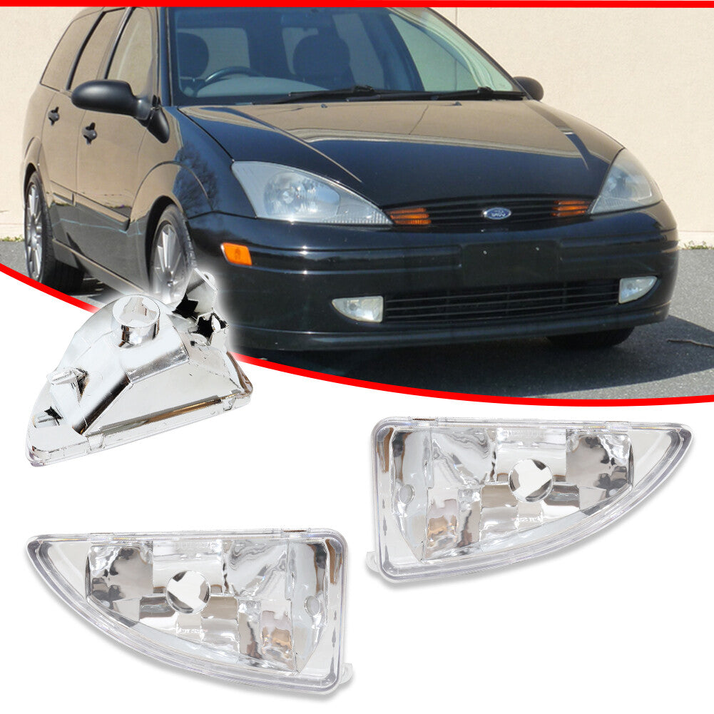 Clear Silver Front Side Driving Fog Lights Pair for 2000 - 2004 Focus - v