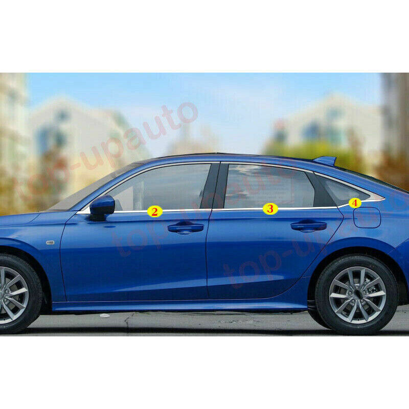 for Honda for Civic Sedan 2022-23 Chrome Steel Bottom Window Sill Molding Strip Trim