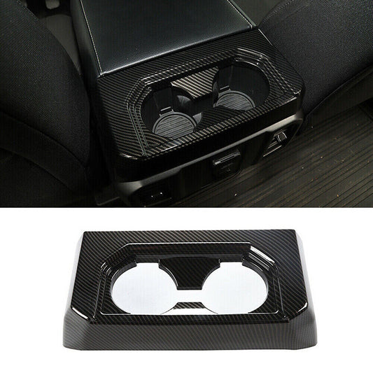 for Ford F150 F-150 2015-20 Carbon Fiber Armrest Box Rear Cup Holder Trim Cover