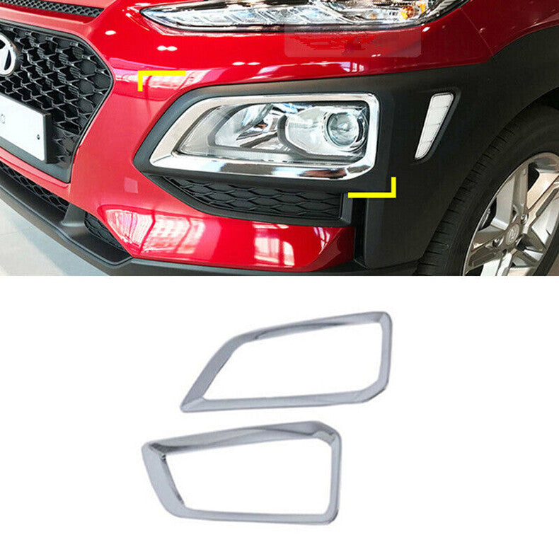 for Hyundai Kona 2018-2021 Chrome Front bumper Fog Light Lamp Cover Trim decor