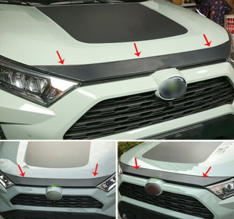 for Toyota RAV4 2019-2024 Carbon Fiber Look Front Engine Hood Cover Sticker Trim