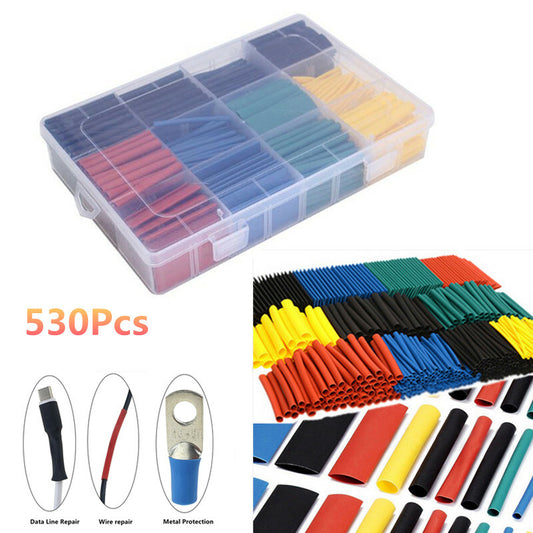 530Pcs Car Wire Heat Shrink Tubing Insulation Shrinkable Tube Thermoretractile