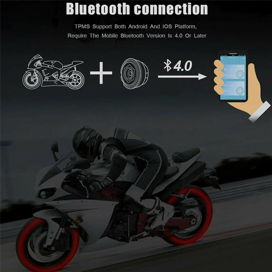 TPMS Bluetooth 5.0 Tire Pressure Monitor System 2 External Sensor for Motorcycle Q