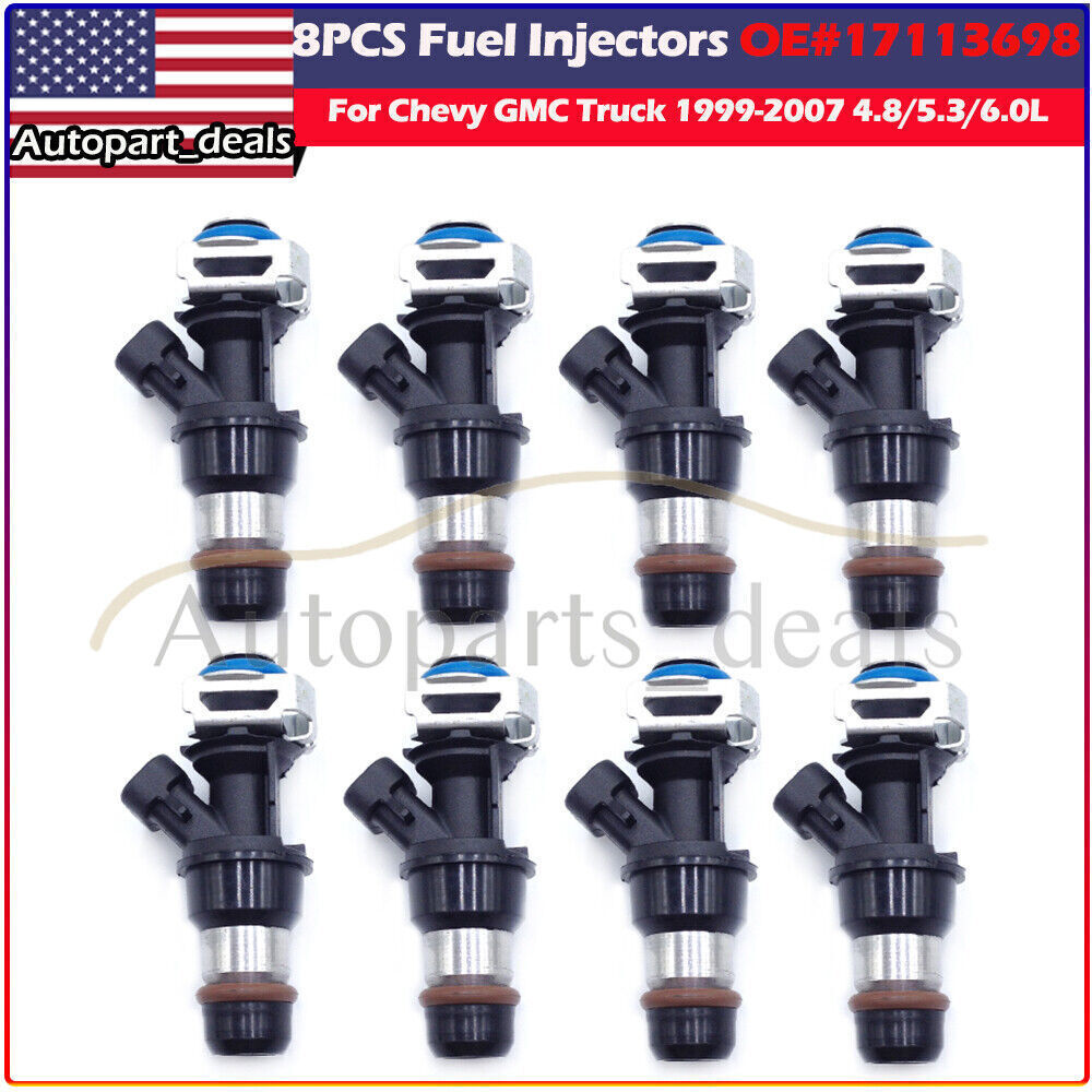 8Pcs Fuel Injectors 17113698 for Cadillac for Chevy for GMC Truck 4.8 5.3 6.0L 1999-2007