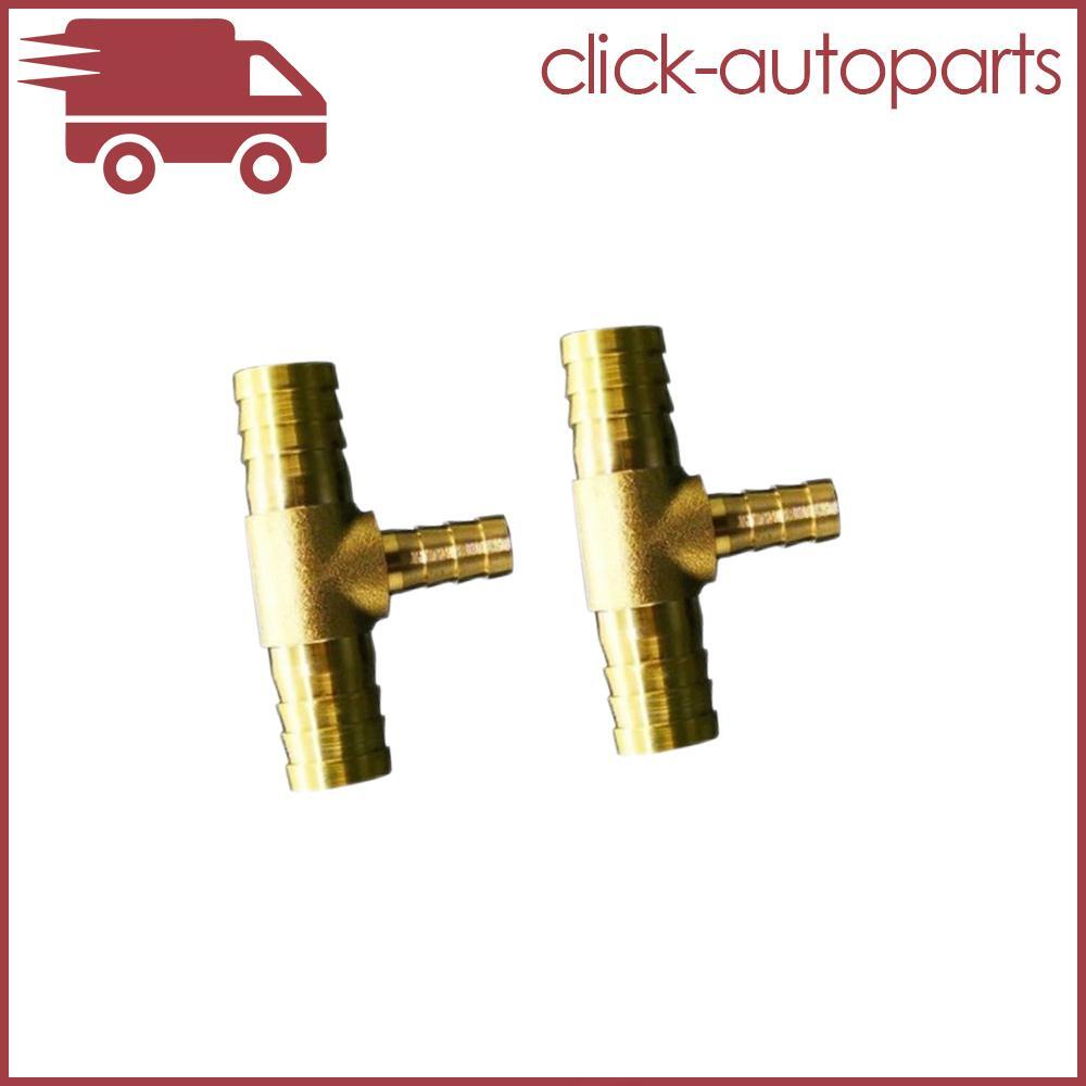 Set of 2 16x10x16mm Barbed Hose Fitting Fuel Connector Tee 3-Way Brass Q