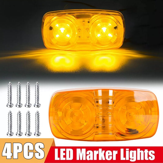 Pack Trailer Marker LED Lights Dual Bullseye 10 Diode Clearance Lights Amber - v