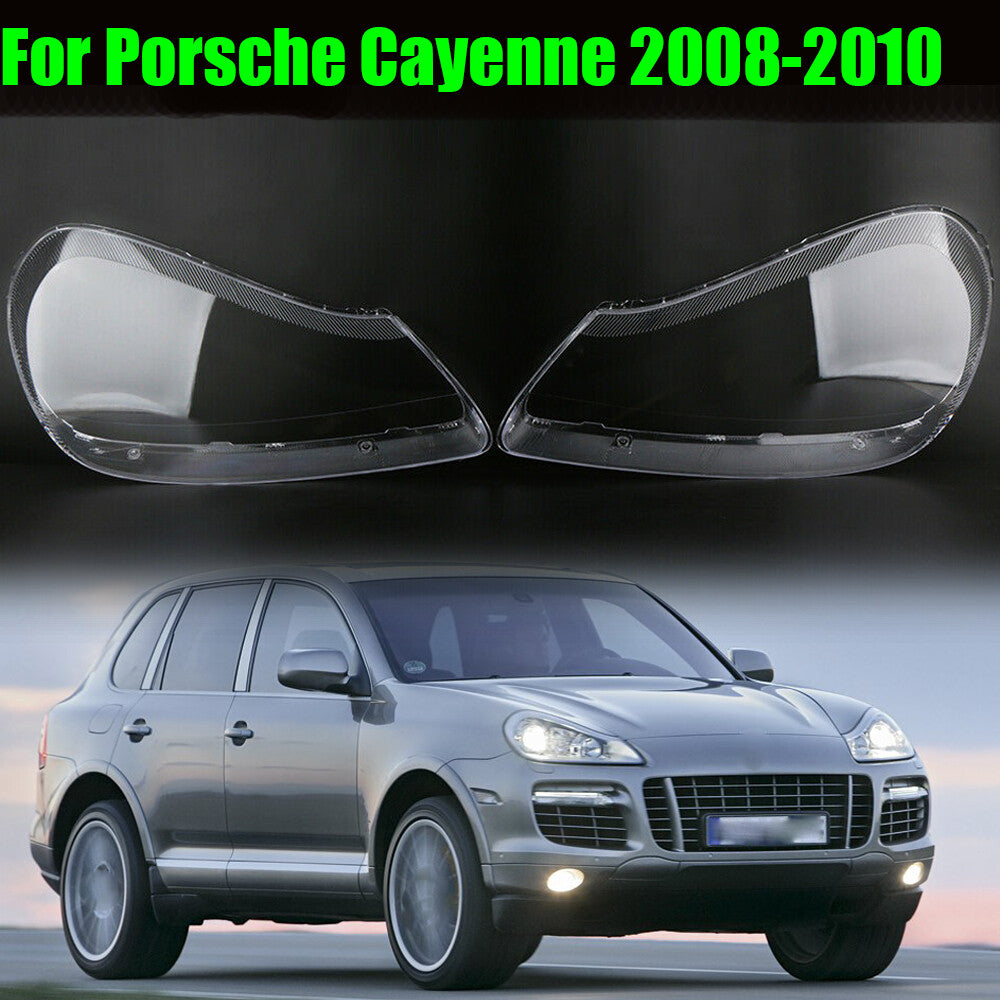 Pair Headlight Lens Cover Clear Shell Plastic for Porsche for Cayenne 2008 2009 2010