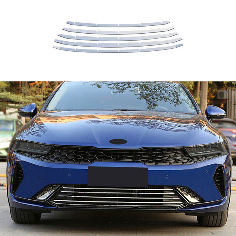 5PCS Front Bumper Center Hood Grill Strip Chrome Steel Fit for Kia K5 2021-2022 n