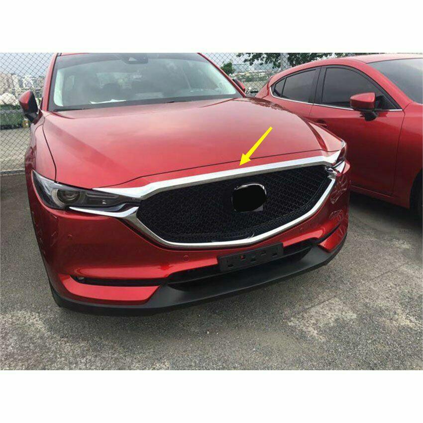 for Mazda CX-5 17-21 ABS Silver Front Hood Bonnet Grille Lip Molding Strip Trim