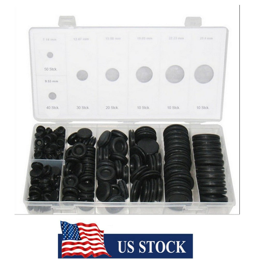 170Pcs For Car Rubber Grommet Firewall Hole Plug Set Electrical Wire Gasket Kit