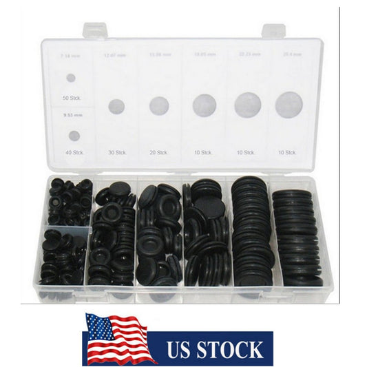 170Pcs For Car Rubber Grommet Firewall Hole Plug Set Electrical Wire Gasket Kit