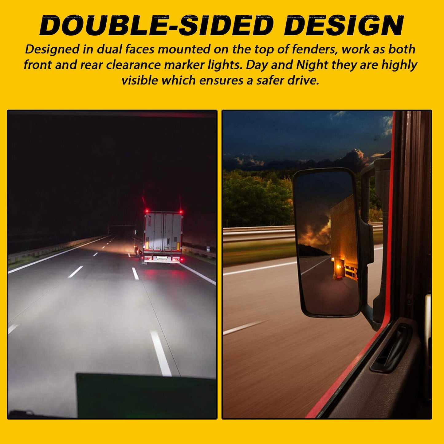2pcs Amber/Red 14LED Trailer Fender Lights Clearance Marker Lights for Trucks 12V- v
