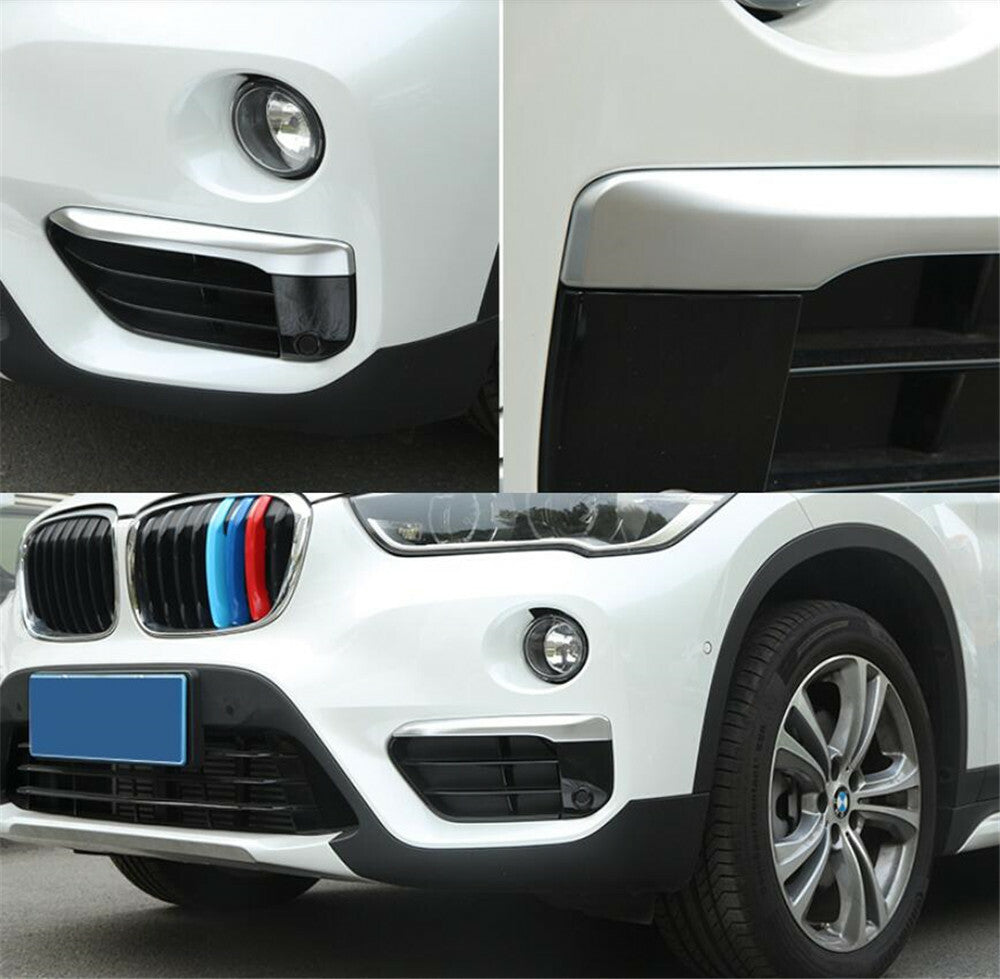 Silver ABS Front Fog Light Lamp Strip Cover for BMW X1 F48 2016-2019 Accessories