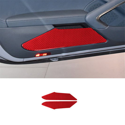 Red Carbon Fiber Front Door Switch Cover Trim For Outlander 2014-2016 v