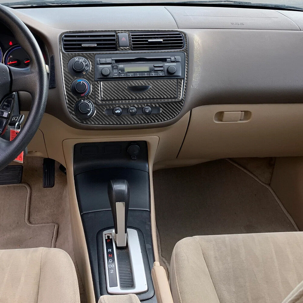 4X Carbon Fiber Interior Central Console Cover Trim for Honda for Civic 2003-2005 B