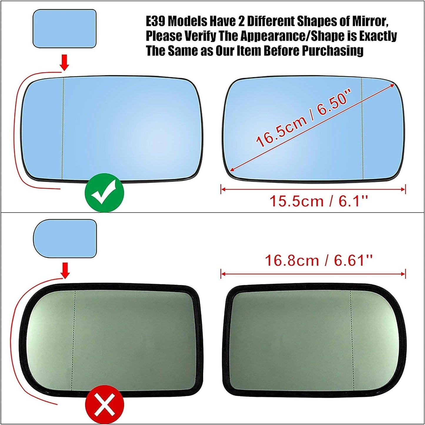 Heated side mirrors for BMW E39/E46 323i 328i 525i 528iT 540i (Blue) Q