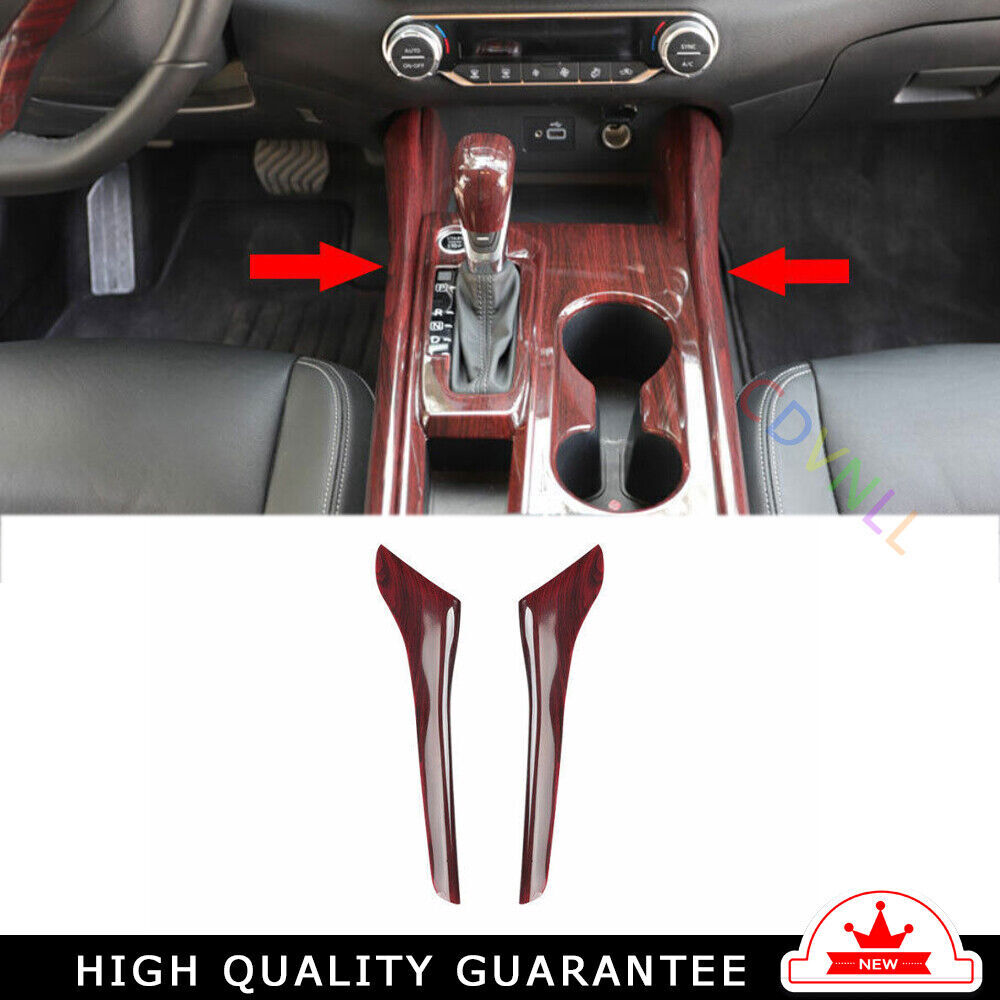 Car Gear Shift Both Side Cover Trim Fit for Nissan Altima 2019-22 Red Wood Grain
