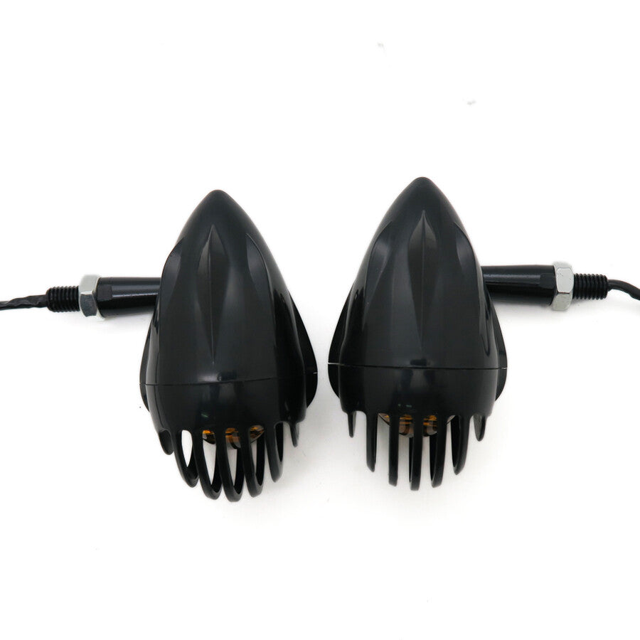 Motorcycle Black ABS Grill Bullet Turn Signal Indicator Light for Harley Custom Q