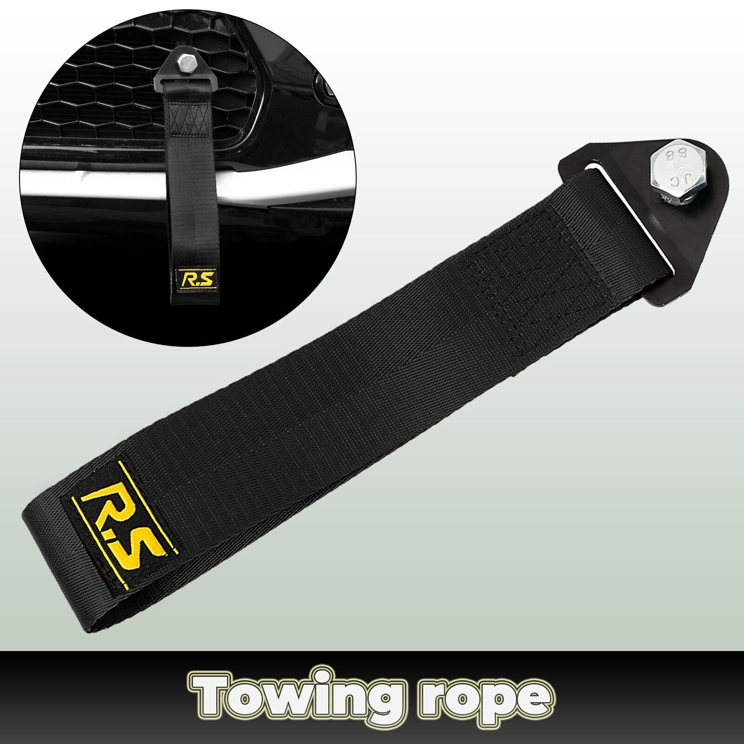 Black High Strength Racing Sport Tow Strap Front Rear Car Bumper Towing Hook Q