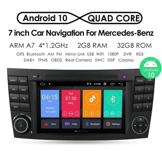Android 10 GPS Stereo Radio Carplay 7 inch for Mercedes-Benz E-Class W211 E320 E