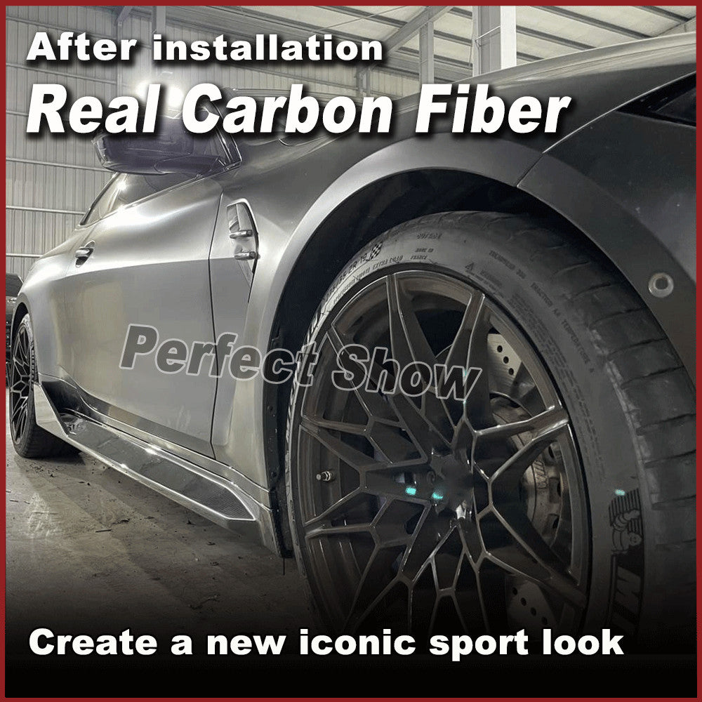 for BMW 4Series G82 M4 Coupe 21-24 REAl Carbon Side Skirt Extension Lip Spoiler