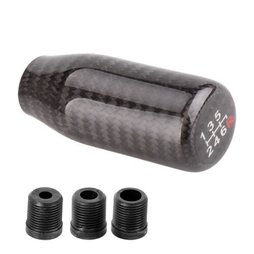 Universal Real Black Carbon Fiber Manual Gear Shift Knob Shifter Lever 6 Speed