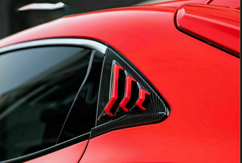 Red+Carbon Fiber Side Window Vent Louver ABS for Honda for Civic Hatchback 2016-2021