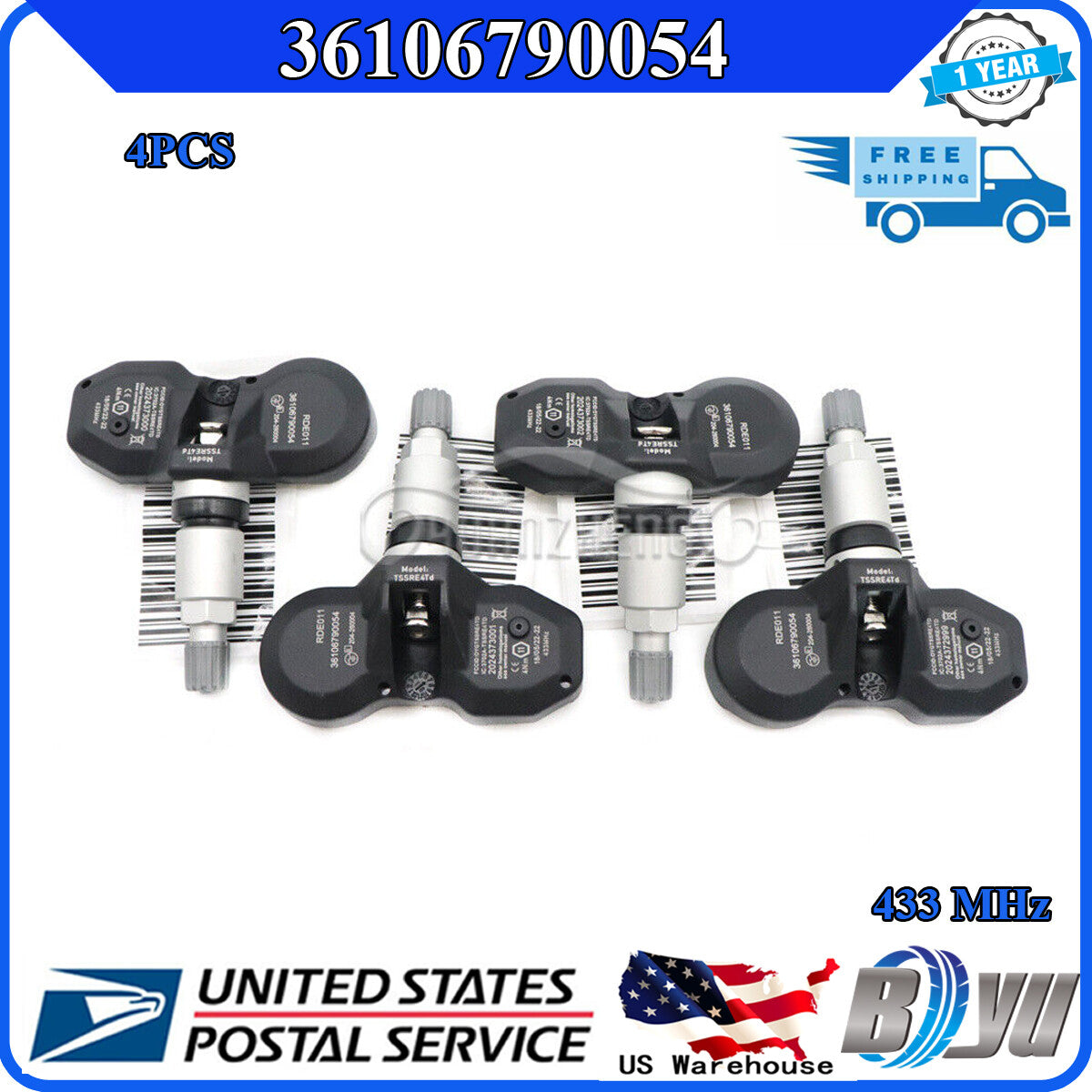 new 4-piece kit 36106790054 TPMS for BMW for Mini 433MHz US tire pressure sensors