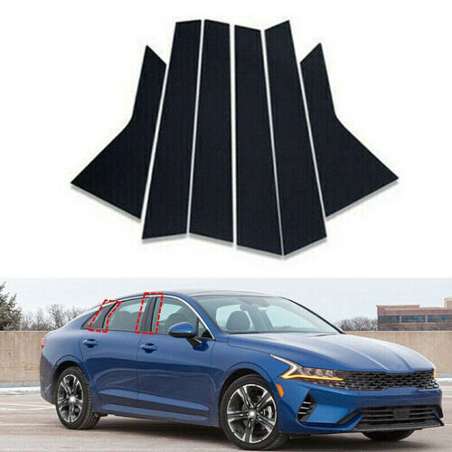 Fit for Kia K5 2021-2023 Black Pillar Panel Set Door Window Trim Piano Covers PC