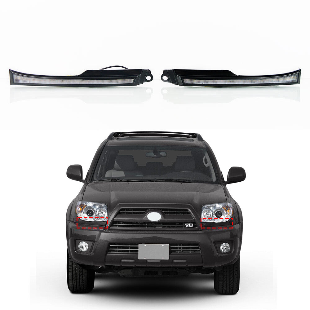 2-pack for Toyota 4Runner 2006-2009 LED DRL turn signal front marker headlights
