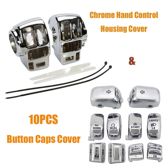 Handlebar switch housing cover and 10 button covers for Harley Touring 1996-2013- n