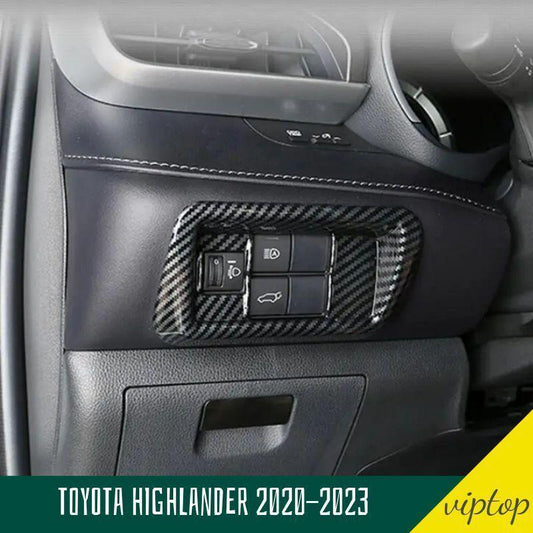 Carbon Fiber ABS Headlight Switch Control Frame Trim for Toyota Highlander 20-23