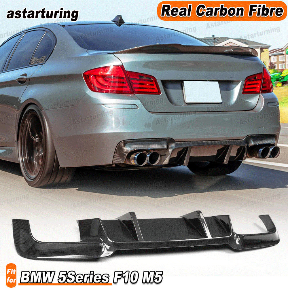 REAL Carbon Rear Diffuser Spoiler Lip for BMW 5Series F10 M5 Sedan Bumper 12-17