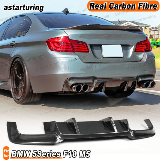 REAL Carbon Rear Diffuser Spoiler Lip for BMW 5Series F10 M5 Sedan Bumper 12-17