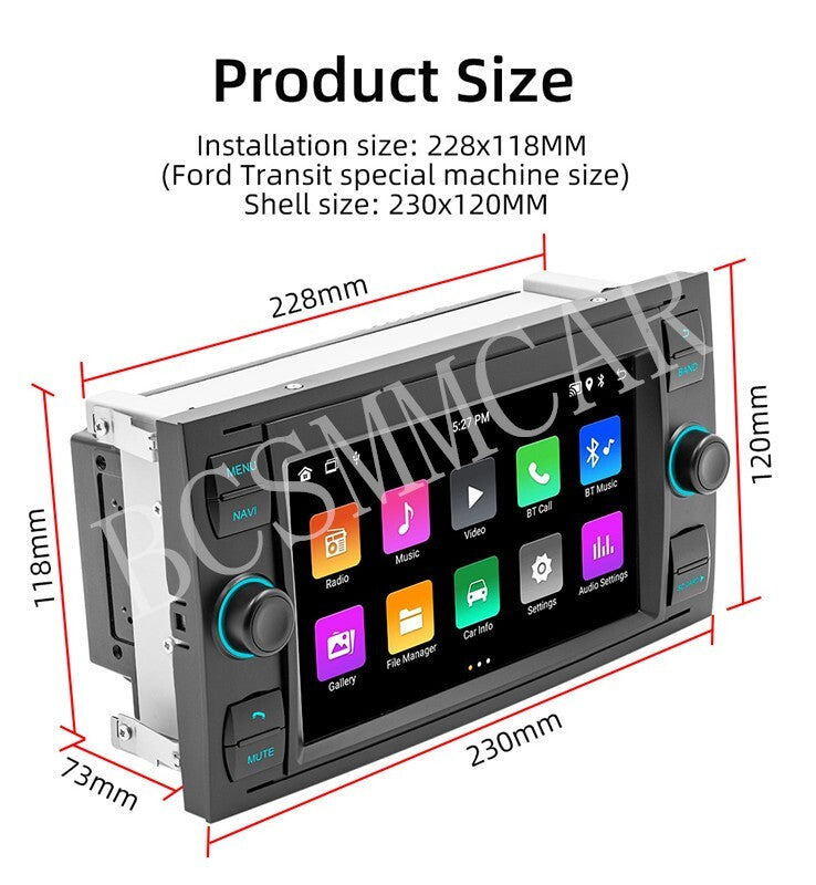 7 2Din Android 12 Stereo Radio GPS Player 2+32G fit for Ford Transit 2007-2024