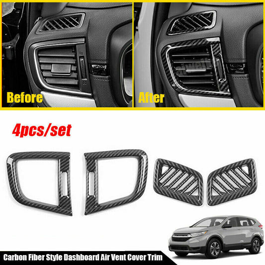 for HONDA CR-V CRV 2017-2022 Dashboard Air Vent Cover Trim Carbon Fiber Look 4X