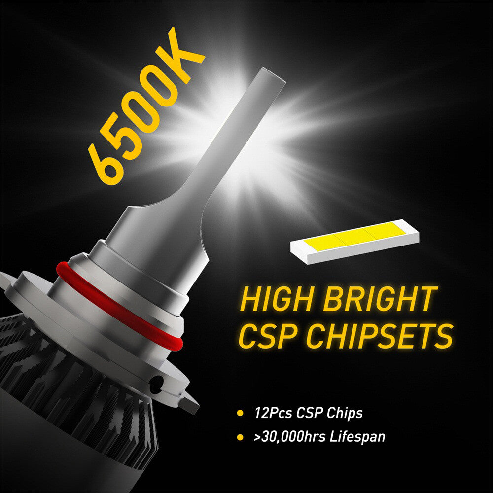 AUXITO 6x 9005 9006 H11 LEDs provide uniform and ample bright white light.