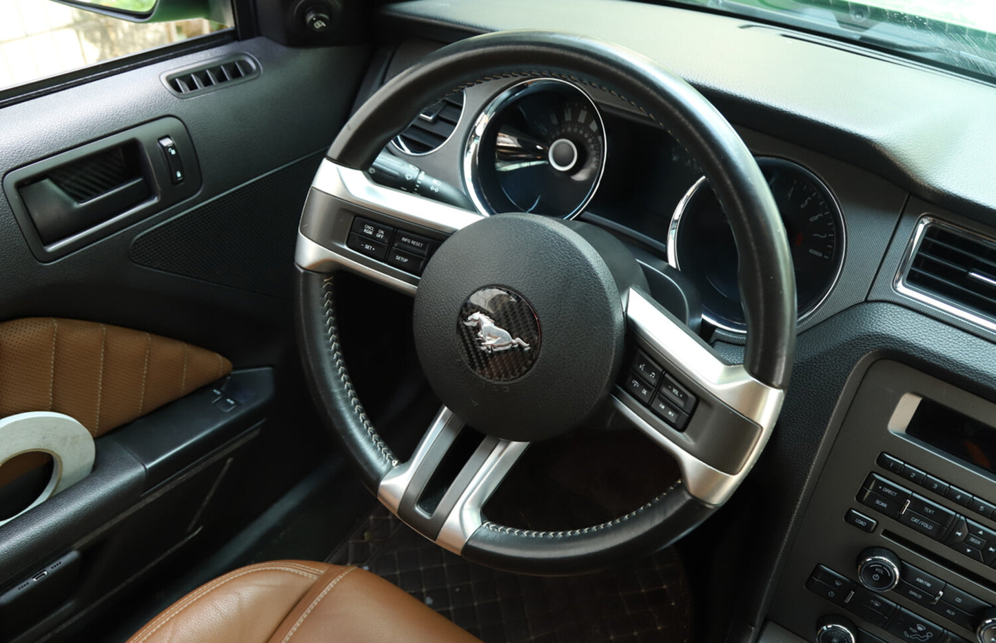 4-PACK Real Carbon Fiber Steering Wheel Cover Trim  for ford  for Mustang 2009-2013