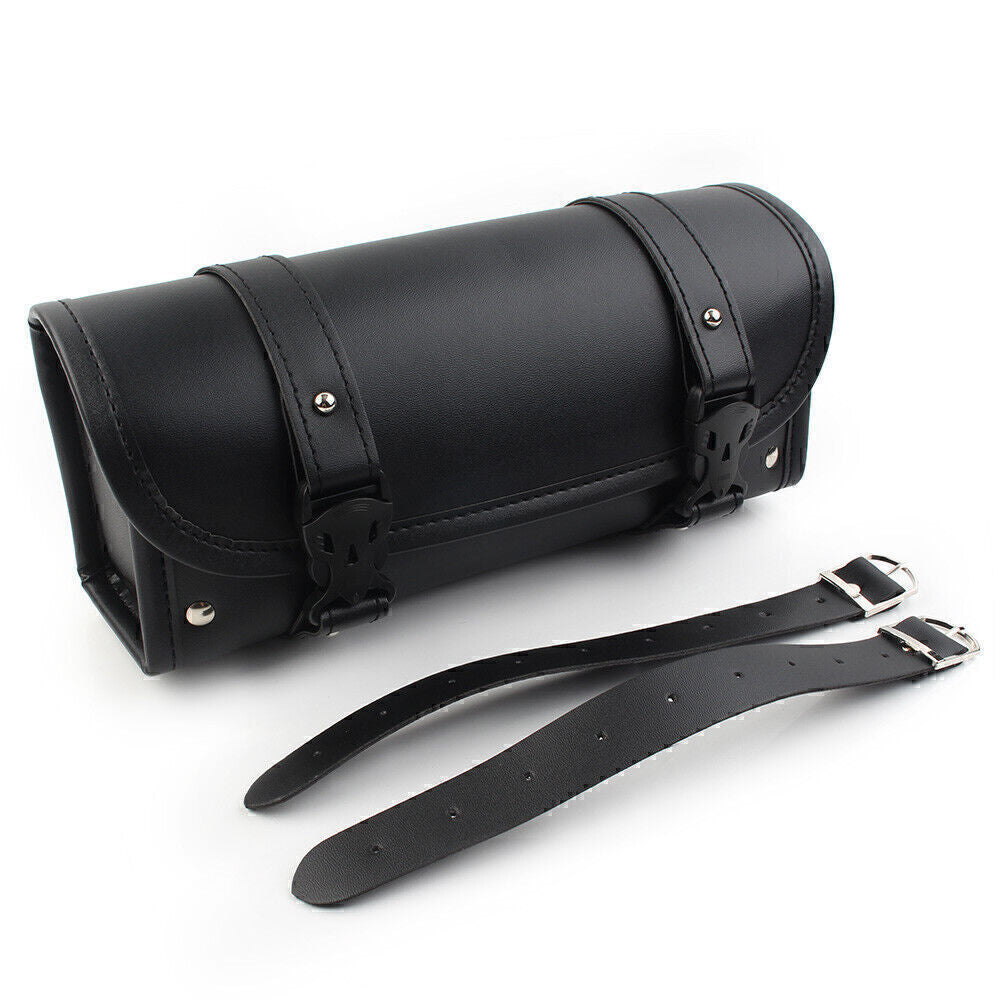 Universal Black PU Leather Motorcycle Side Saddle Bags Storage Fork Tool Pouch Q