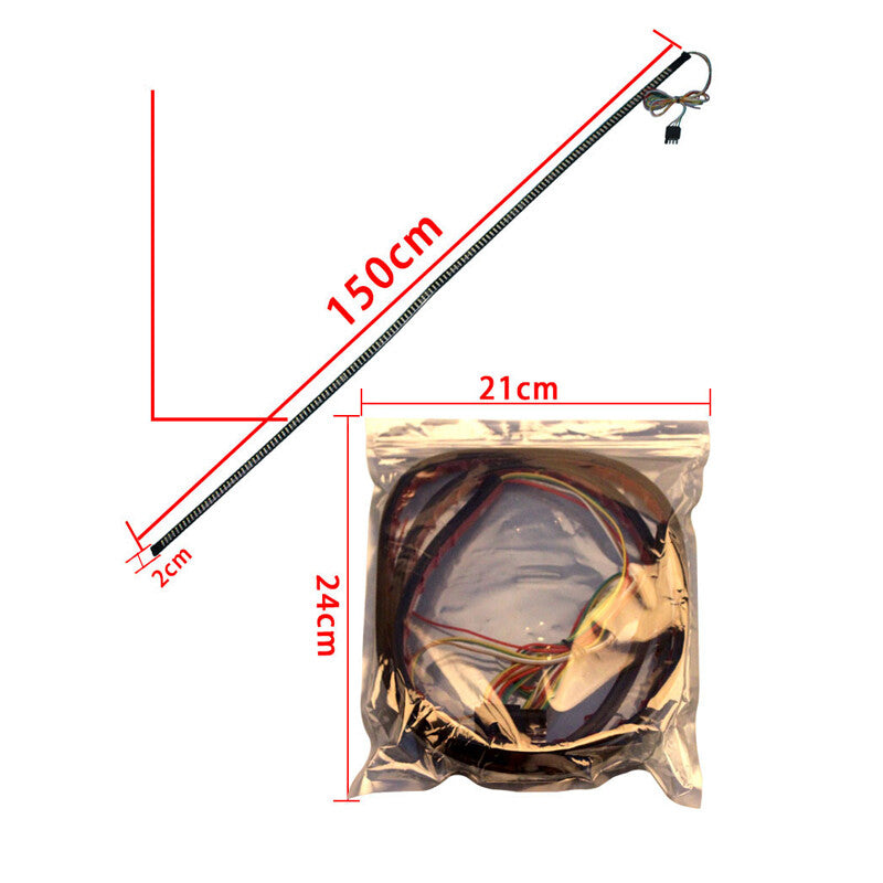 Truck tailgate pole 60-inch three-row LED light strip with red brake and white reverse signal - n