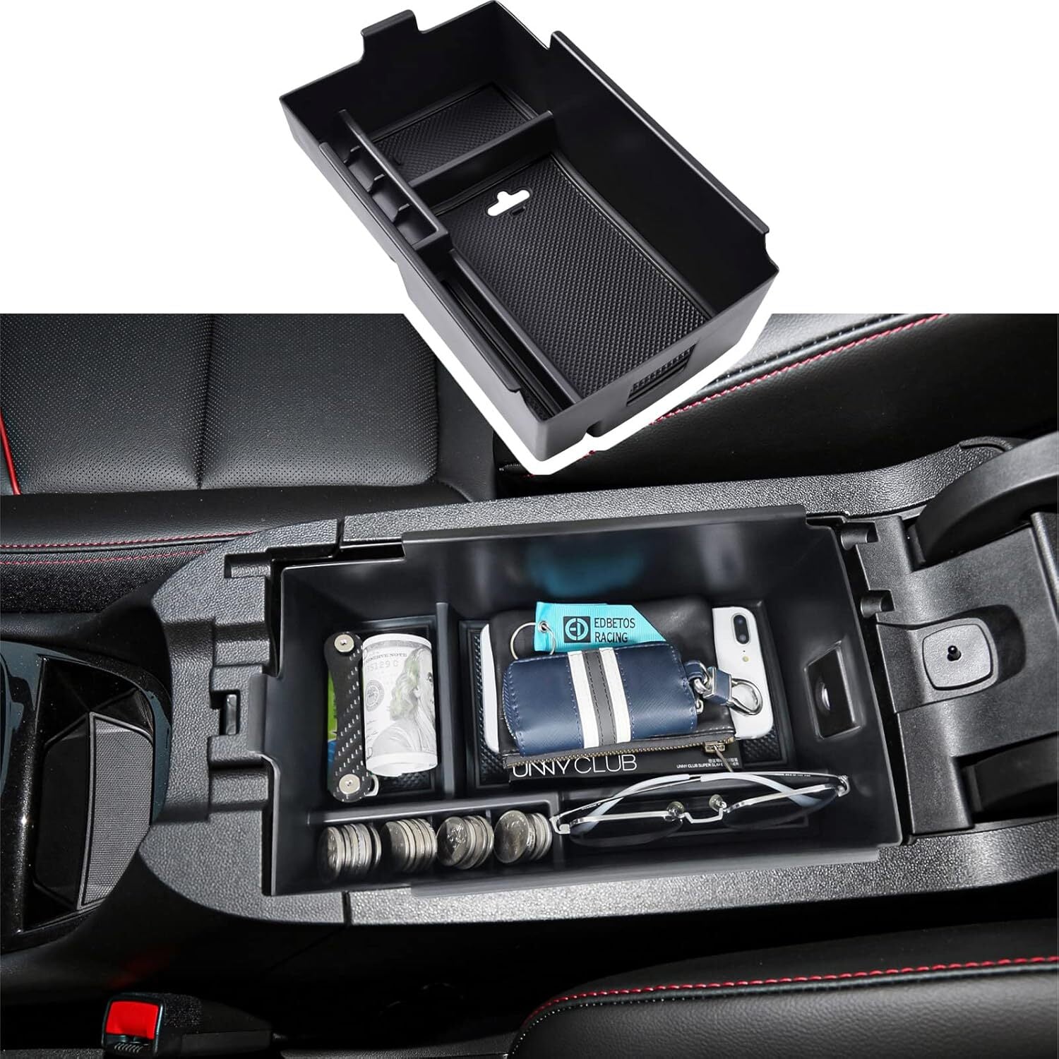 Fits 2018-2024 for Chevy Equinox Center Console Armrest Storage Box Organizers Tray Q