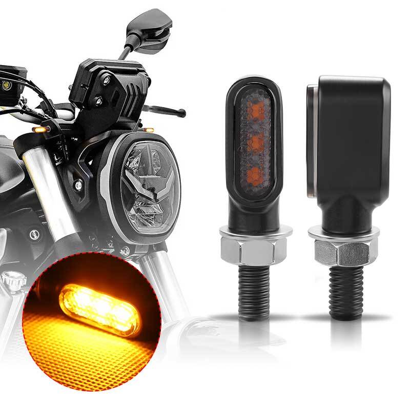 2x Black for Mini Motorcycle LED Turn Signal Indicator Light Amber Blinker for Honda