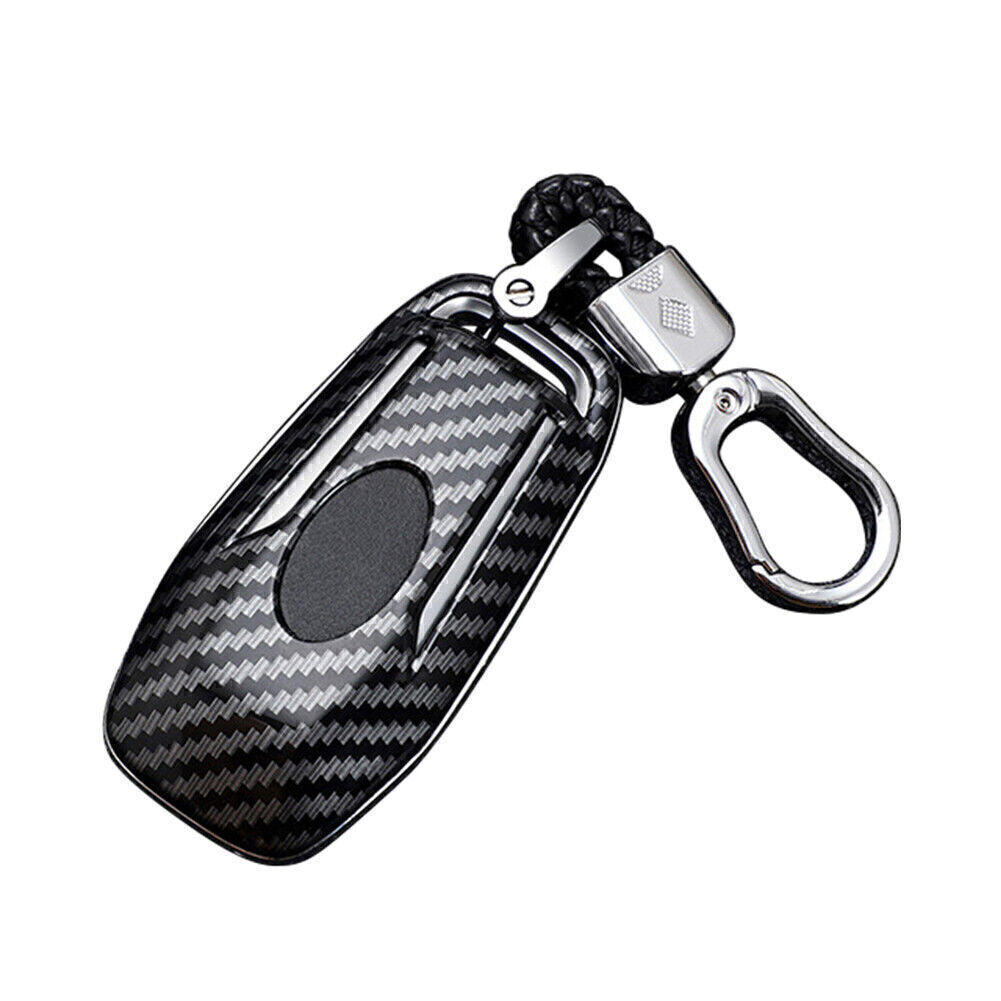 Carbon Fiber Hard for Smart Key Cover Accessories Chain Case Holder Fit  for ford  Q