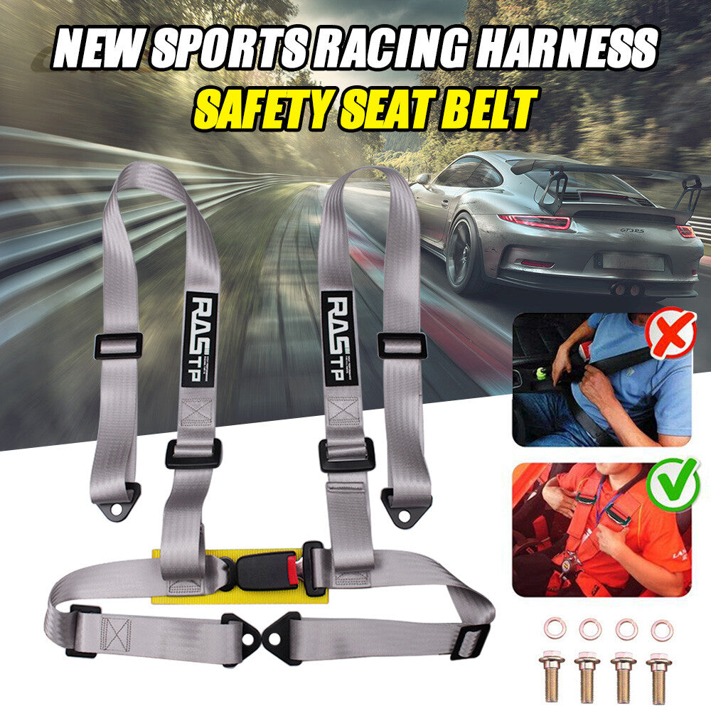 Racing for Seat Belts 4 Point 4PT Harness Nylon Adjustable Gray Q