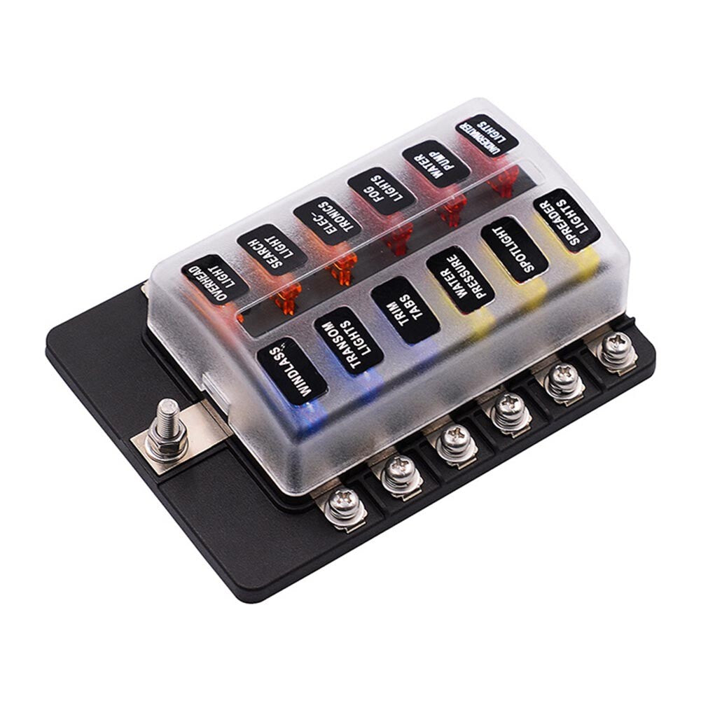 12 Way LED Circuit Standard ATO ATC Blade Fuse Box Block Holder Auto Car Boat Q