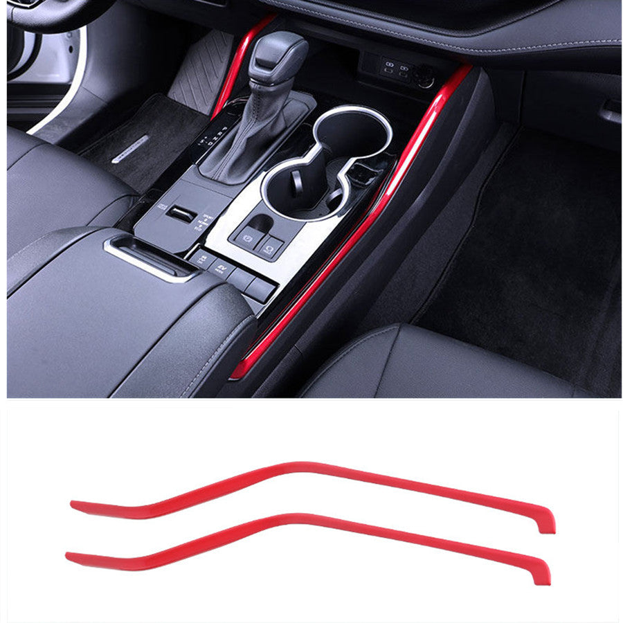Red Gear Shift Box Panel frame Strip Cover Trim for Toyota Highlander 2020-2022
